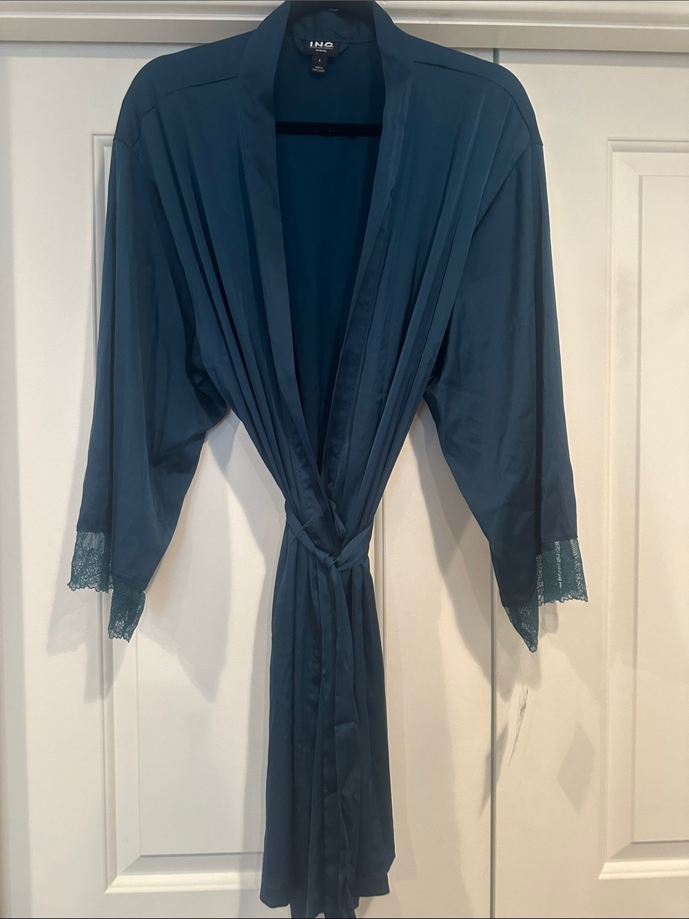 INC International Concepts Emerald green Lace-Trim Satin Robe